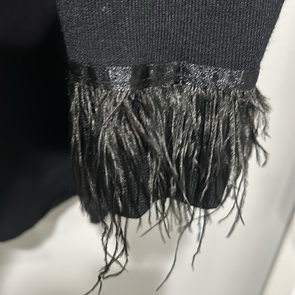 Truth Black Cardigan with Feather Cuffs - Picture 5 of 5